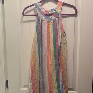 Colorful Striped Sleeveless Dress/tunic 100% linen